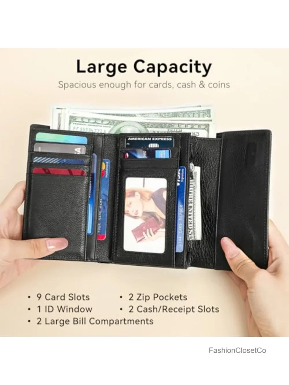 Oil-waxed Genuine Leather Crocodile Embossed Bi-fold Wallet with Magnetic